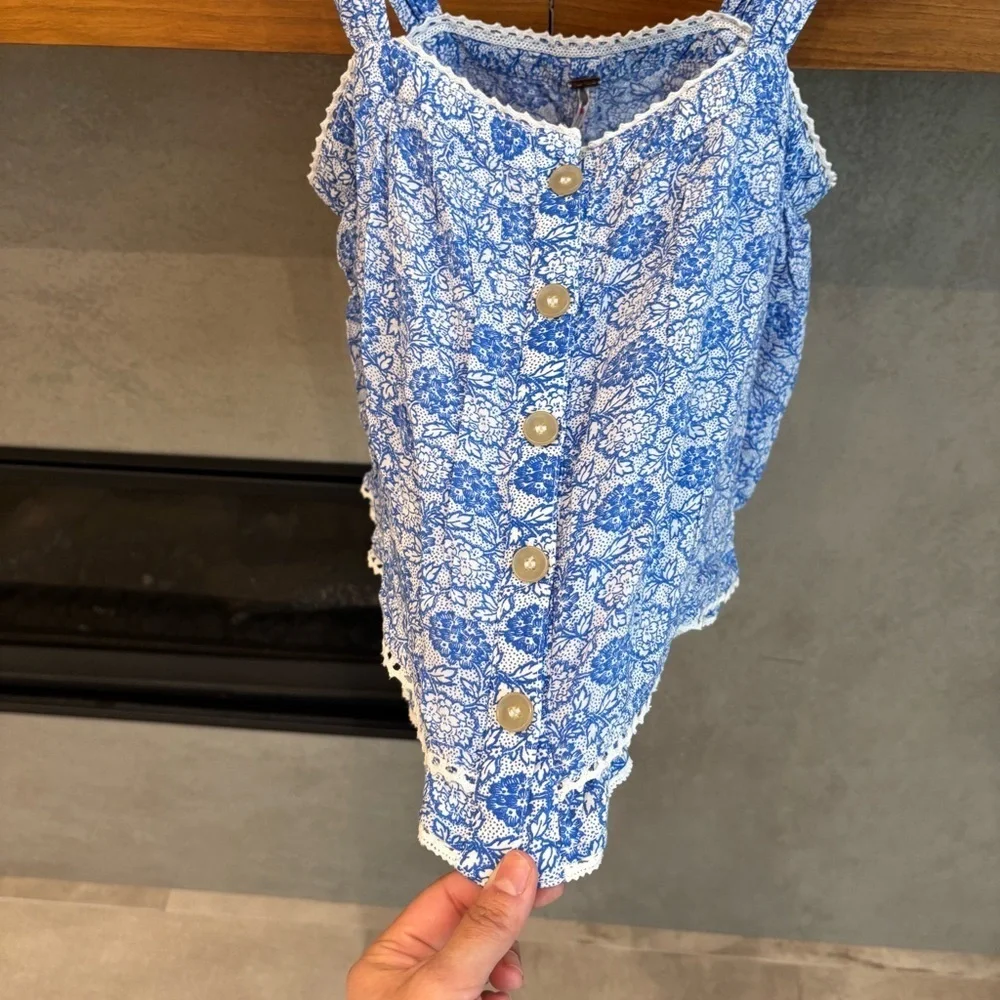 FREE PEOPLE Sweet Caroline Top Combo Blue, Size XS